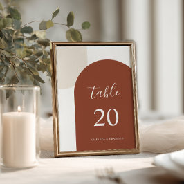 Elegant Terracotta Boho Arch Wedding Table Number テーブルナンバー