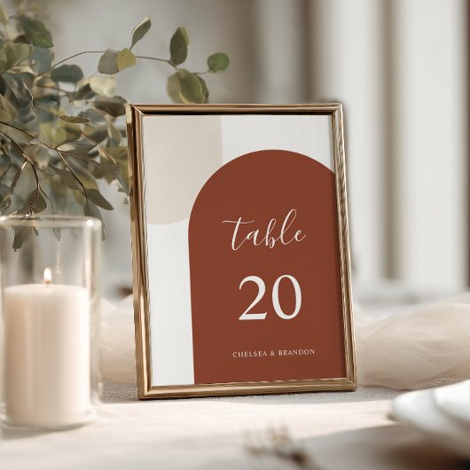 Elegant Terracotta Boho Arch Wedding Table Number テーブルナンバー