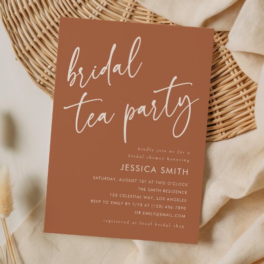 Elegant Terracotta Boho Bridal Tea Party Shower 招待状