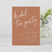 Elegant Terracotta Boho Bridal Tea Party Shower 招待状 (スタンド正面)