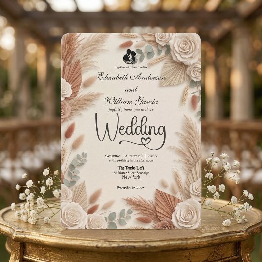 Elegant Terracotta Boho Chic Wedding 招待状