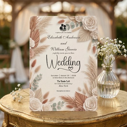 Elegant Terracotta Boho Chic Wedding 招待状