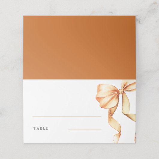 Elegant Terracotta Bow Bridal Shower Table プレイスカード (外部開封)