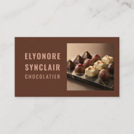 Elegant Terracotta Brown Chocolatier Photo QR 名刺