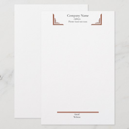 Elegant Terracotta Corner— with Footer Stationery 便箋 (正面/裏面)