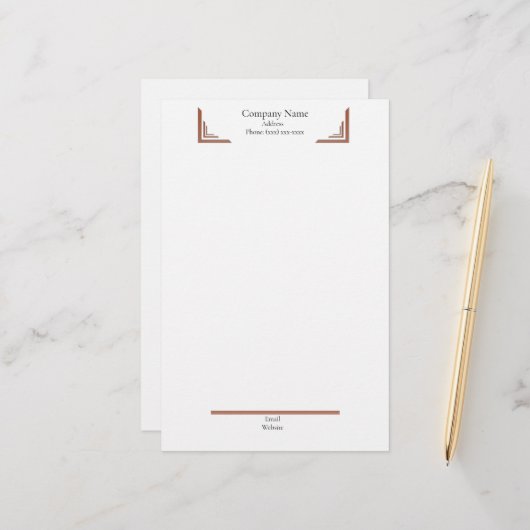 Elegant Terracotta Corner— with Footer Stationery 便箋 (正面/裏面インサイチュ)