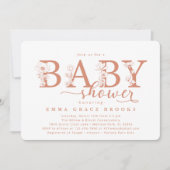 Elegant Terracotta Floral Baby Shower Typography 招待状 (正面)