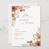 Elegant Terracotta Floral Hand-Drawn Wedding 招待状 (正面)