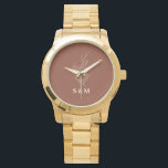 Elegant Terracotta Floral Newlyweds Monogram 腕時計<br><div class="desc">Celebrate your new journey together with this stunning terracotta floral monogram watch, designed specifically for newlyweds who appreciate timeless elegance with a modern twist. This beautiful timepiece combines warm terracotta tones with delicate floral designs and personalized monogram details, creating a meaningful gift that marks the beginning of your married life....</div>