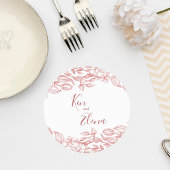 Elegant Terracotta Floral Wedding Coaster ラウンドペーパーコースター