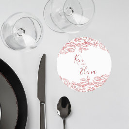 Elegant Terracotta Floral Wedding Coaster ラウンドペーパーコースター