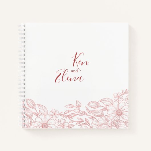 Elegant Terracotta Floral Wedding Guest Book ノートブック (正面)