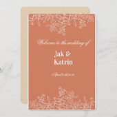 Elegant Terracotta Floral Wedding invitation  招待状 (正面/裏面)