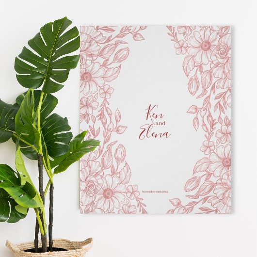 Elegant Terracotta Floral Wedding Poster ポスター