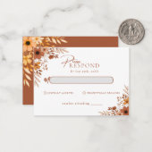 Elegant Terracotta Floral Wedding RSVP ノートカード (正面/裏面インサイチュ)
