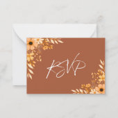 Elegant Terracotta Floral Wedding RSVP ノートカード (裏面)