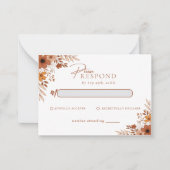 Elegant Terracotta Floral Wedding RSVP ノートカード (正面)