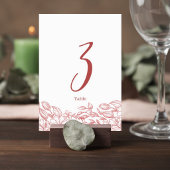 Elegant Terracotta Floral Wedding Table Number テーブルナンバー