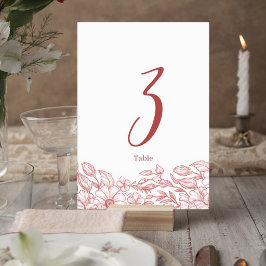Elegant Terracotta Floral Wedding Table Number テーブルナンバー