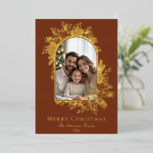 Elegant Terracotta Merry Christmas Photo  箔シーズンカード (立ち正面)