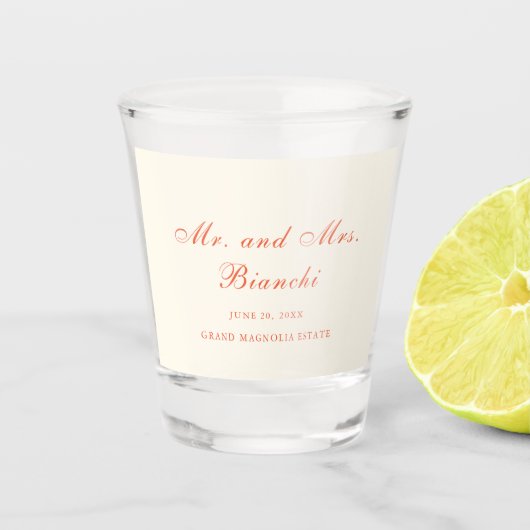 Elegant Terracotta Modern Classic Wedding ショットグラス (正面)