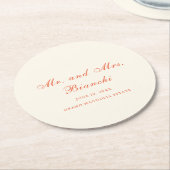 Elegant Terracotta Modern Classic Wedding ラウンドペーパーコースター (アングル)