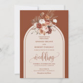 Elegant Terracotta Pampas Grass Boho Wedding 招待状 (正面)