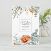 Elegant Terracotta Poppy Eucalyptus Watercolor 招待状 (スタンド正面)