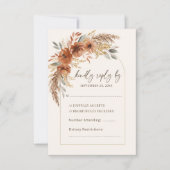 Elegant Terracotta Rustic Fall Floral Wedding 出欠カード (正面)