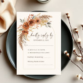 Elegant Terracotta Rustic Fall Floral Wedding 出欠カード