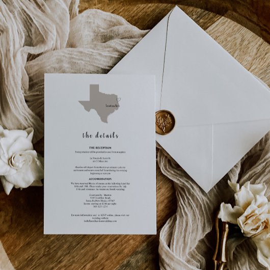 ELEGANT TEXAS Wedding Invitation Details 招待状