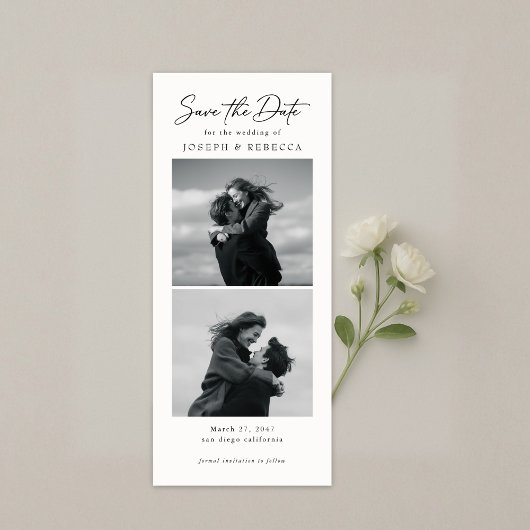 Elegant Text and Photo Stripe | Bookmark Wedding セーブザデート