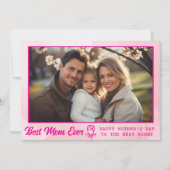 Elegant Text Photo Mother's Day Watercolor Pink カード (正面)