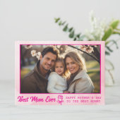 Elegant Text Photo Mother's Day Watercolor Pink カード (スタンド正面)
