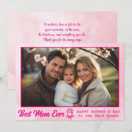 Elegant Text Photo Mother's Day Watercolor Pink カード