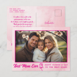 Elegant Text Photo Mother's Day Watercolor Pink ポストカード