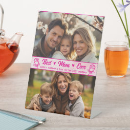 Elegant Text Photo Mother's Day Watercolor Pink 台座サイン
