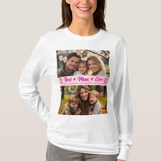 Elegant Text Photo Mother's Day Watercolor Pink Tシャツ (正面)