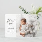 Elegant Thank Baby Photos Modern Calligraphy Birth 案内状 (スタンド正面)