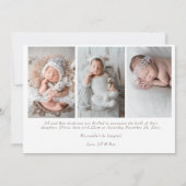 Elegant Thank Baby Photos Modern Calligraphy Birth 案内状 (裏面)