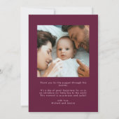 Elegant Thank You Calligraphy Cranberry Birth 案内状 (裏面)
