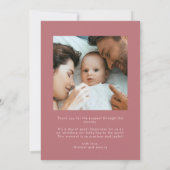 Elegant Thank You Calligraphy Pink Birth 案内状 (裏面)