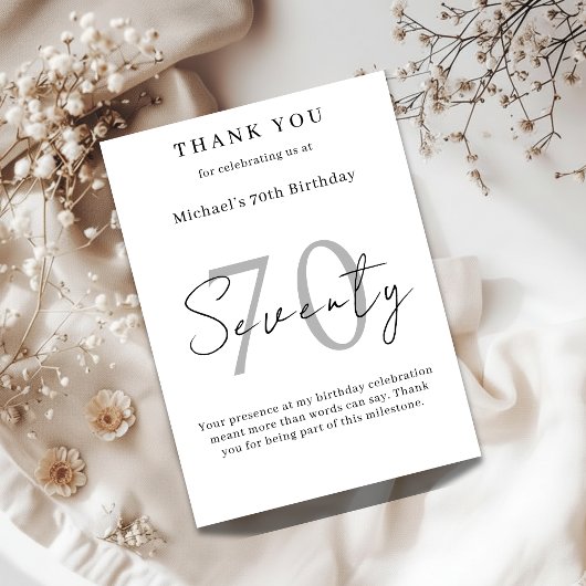 Elegant Thank You Card for 70th Birthday Celebrati サンキューカード