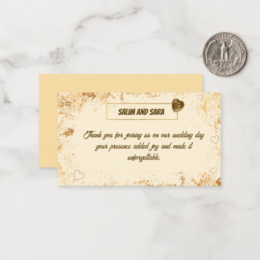 Elegant Thank you Card for Wedding Guests ノートカード (正面/裏面インサイチュ)