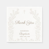 Elegant Thank You Cross Floral Christian Baptism スタンダードカクテルナプキン (正面)