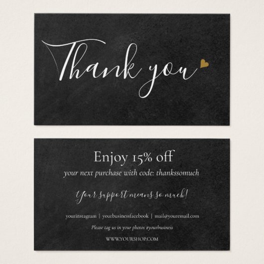 Elegant Thank You For Shopping Discount Card (正面&裏面)