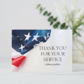 Elegant Thank You Military Veteran Flag Cards サンキューカード (スタンド正面)