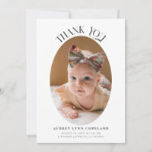 Elegant Thank You Oval Birth Announcement Photo 案内状 (正面)