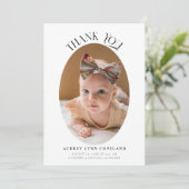 Elegant Thank You Oval Birth Announcement Photo 案内状 (スタンド正面)