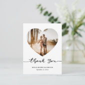 Elegant Thank You Script Heart Photo ポストカード (スタンド正面)